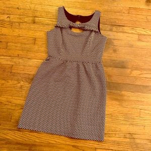 Black & White Polka Dot Mini Dress w Bow Size L